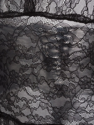 Folies By Renaud Floral Lace Patterned Bodysuit In Black