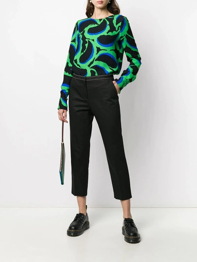 Shop Marni Stitched Cropped Trousers In Black