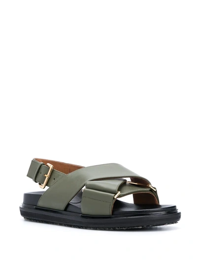 Shop Marni Chunky Crossover Strap Sandals In Green