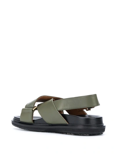 Shop Marni Chunky Crossover Strap Sandals In Green