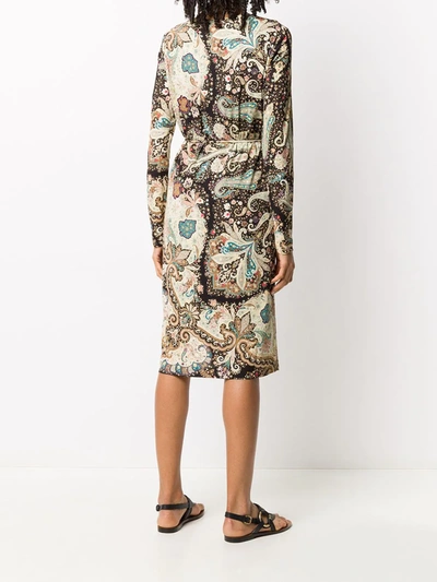 Shop Etro Paisley-print Long Sleeve Dress In Brown