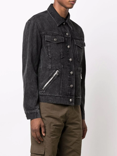 Balmain Zip-pockets Denim Jacket In 黑色