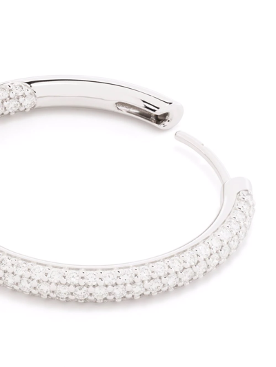 Shop Leo Pizzo 18kt White Gold Hoop Diamond Earrings In Silber