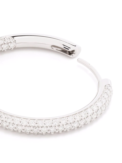 Leo Pizzo 18kt White Gold Hoop Diamond Earrings In Silber