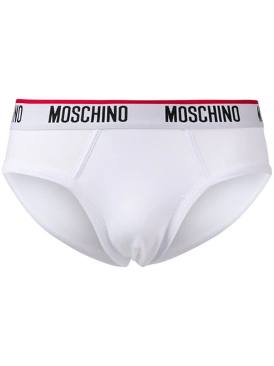 Shop Moschino Logo Briefs In White