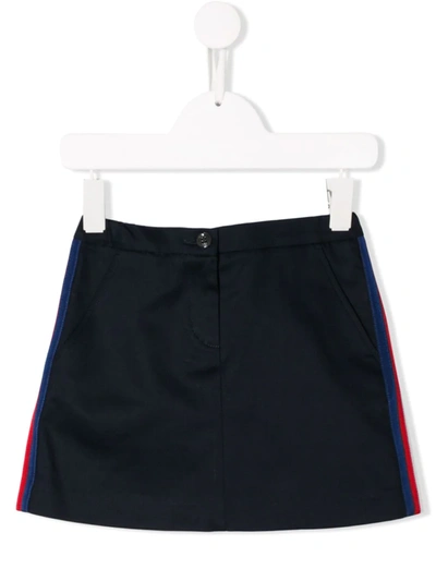 Shop Gucci Side Stripes Denim Skirt In Blue