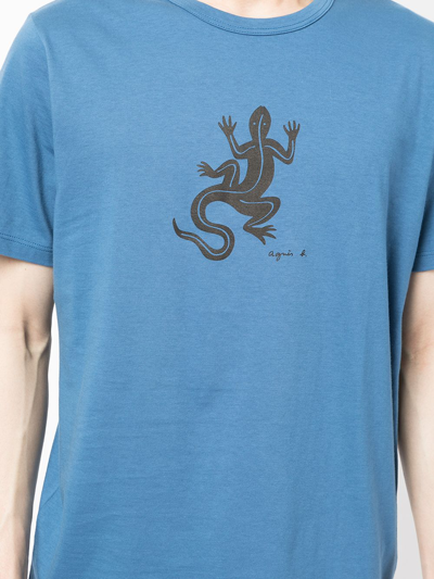 Shop Agnès B. Lizard-print Short-sleeve T-shirt In Blue