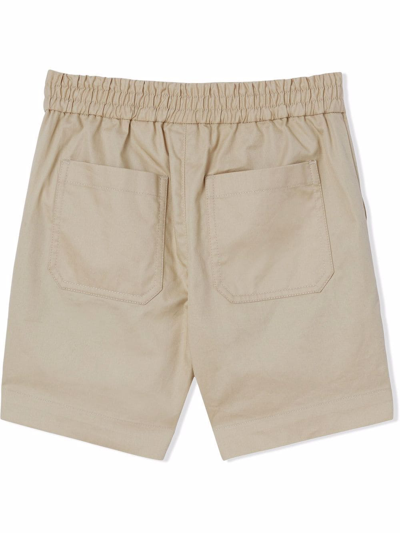 Shop Burberry Embroidered Logo Twill Shorts In Neutrals