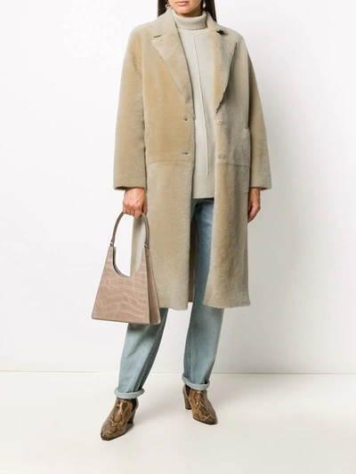 Shop Inès & Maréchal Long Sleeve Faux-fur Coat In Neutrals