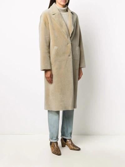 Shop Inès & Maréchal Long Sleeve Faux-fur Coat In Neutrals