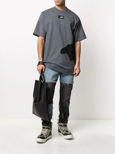 Shop Val Kristopher Eroded Layer Logo T-shirt In Grey
