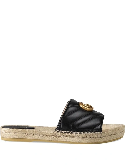 Shop Gucci Leather Espadrille Sandal In Black