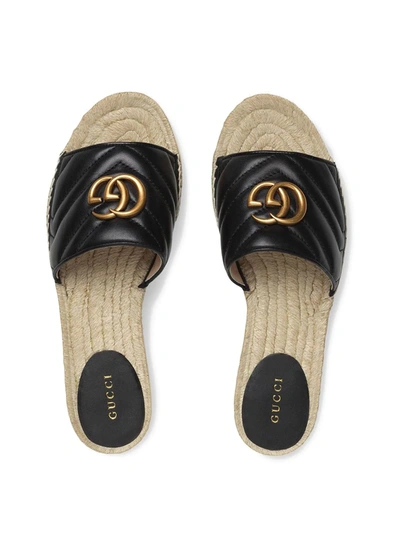 Shop Gucci Leather Espadrille Sandal In Black