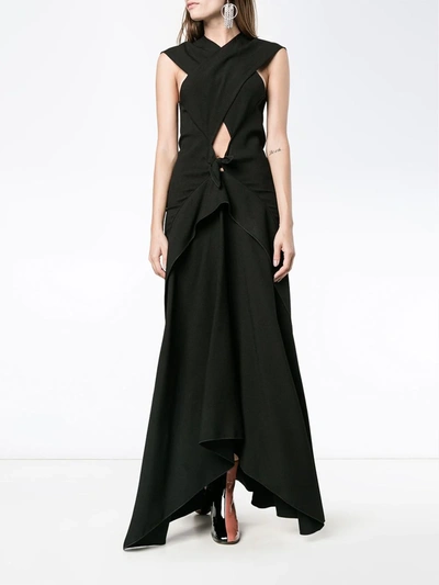 sleeveless cross-over long dress