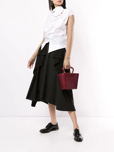 Shop Aganovich Jersey-panelled Asymmetric Skirt In Black