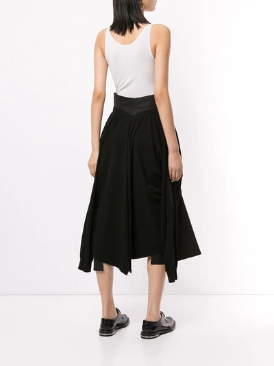 Shop Aganovich Jersey-panelled Asymmetric Skirt In Black