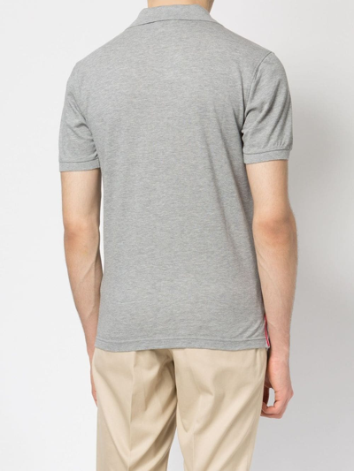 Shop Thom Browne Rwb Stripe Polo Shirt In 055 Light Grey