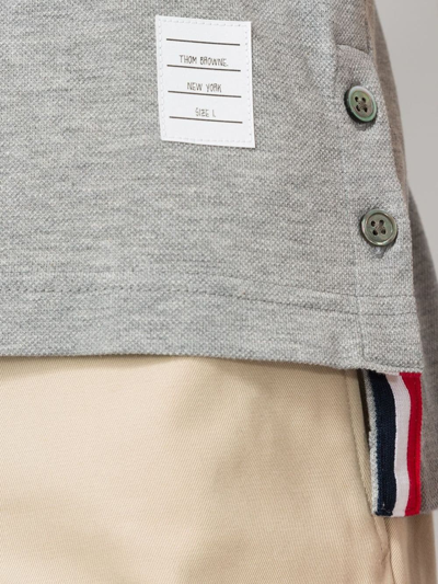 Shop Thom Browne Rwb Stripe Polo Shirt In 055 Light Grey