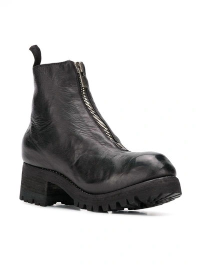 Guidi Front Zip Ankle Boots In Black