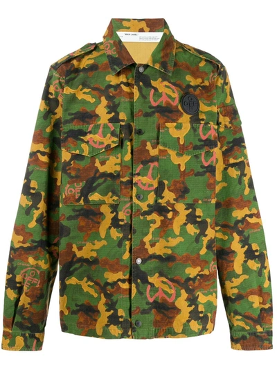 Shop Off-white Camouflage Print Shirt In Green