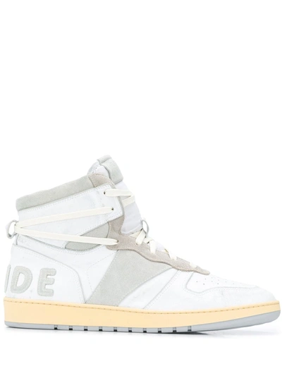 Shop Rhude Ankle Lace-up Sneakers In White