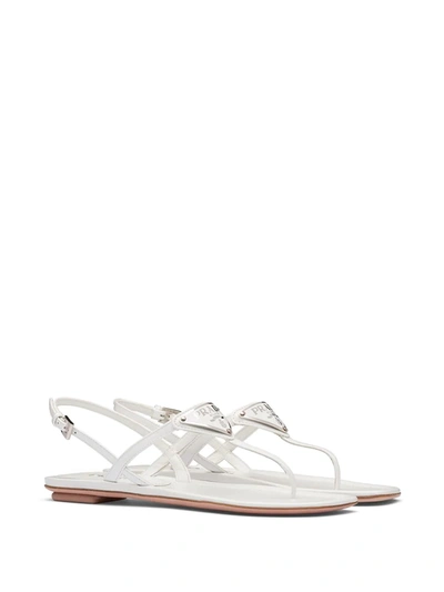 Shop Prada Thong Strap Sandals In White