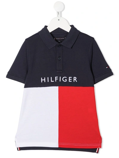 Shop Tommy Hilfiger Junior Color-block Polo Shirt In Blue