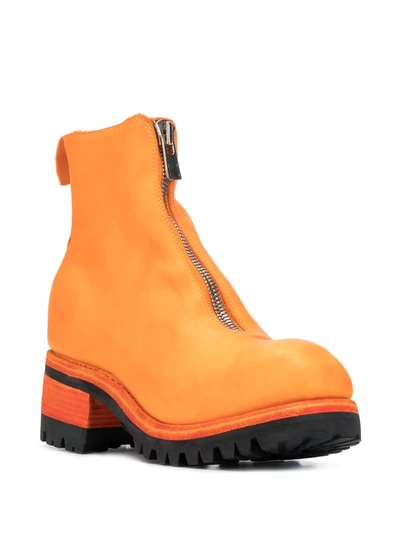 Shop Guidi Front-zipped Ankle Boots In Orange