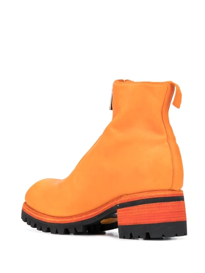 Shop Guidi Front-zipped Ankle Boots In Orange