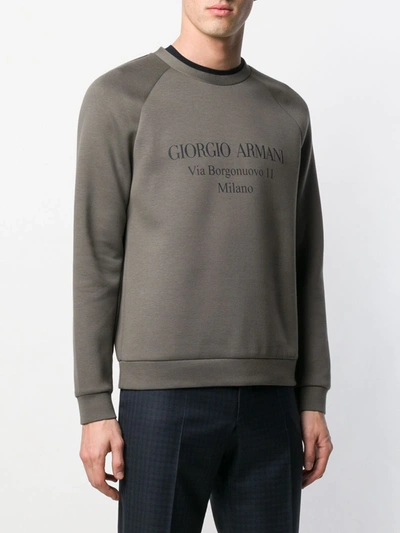 Shop Giorgio Armani Logo Print Sweatshirt In Grey