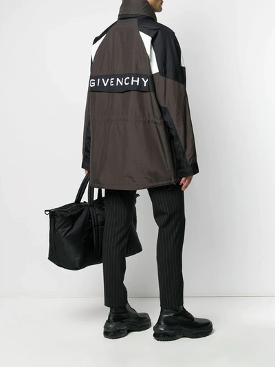 Shop Givenchy Oversized A-line Logo Windbreaker In Black
