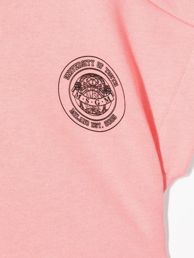 Shop Msgm Logo-print Short-sleeved Hoodie In Pink