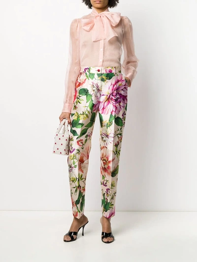 Shop Dolce & Gabbana Floral Slim Trousers In Pink