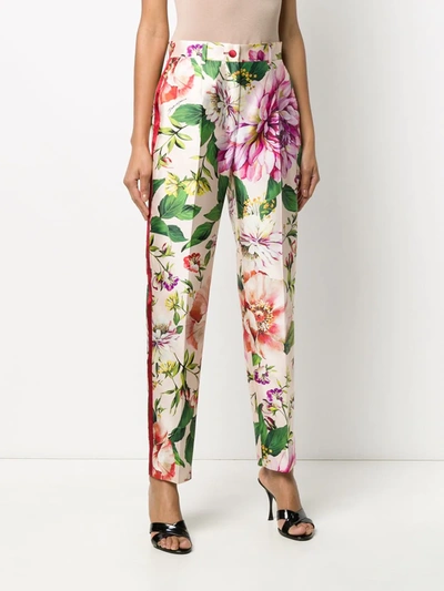 Shop Dolce & Gabbana Floral Slim Trousers In Pink