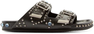 Shop Givenchy Black & Blue Studded Buckle Sandals