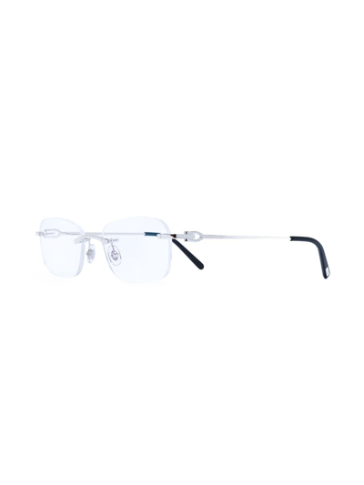 Shop Cartier C Décor Rimless Rectangular-frame Glasses In Metallic