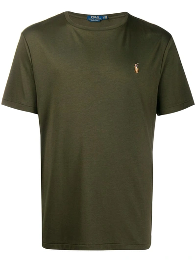 Shop Polo Ralph Lauren Logo Embroidered T-shirt In Green