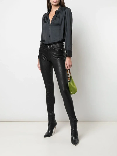 Zadig & Voltaire Satin-finish V-neck Blouse In Black