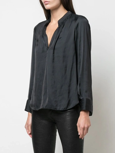 Zadig & Voltaire Satin-finish V-neck Blouse In Black