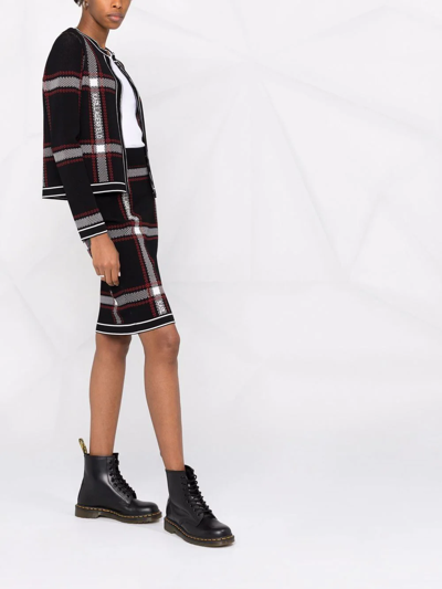 Shop Karl Lagerfeld Check-pattern Knit Cardigan In Black