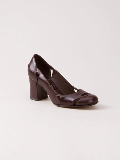 Sarah Chofakian Chunky Heel Pumps In Red