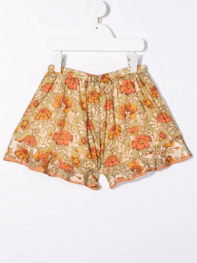 Shop Zimmermann Floral-print Cotton Shorts In Green