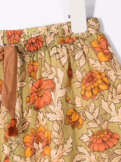 Shop Zimmermann Floral-print Cotton Shorts In Green