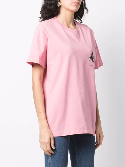 Shop Etro Studded-logo Print T-shirt In Rosa