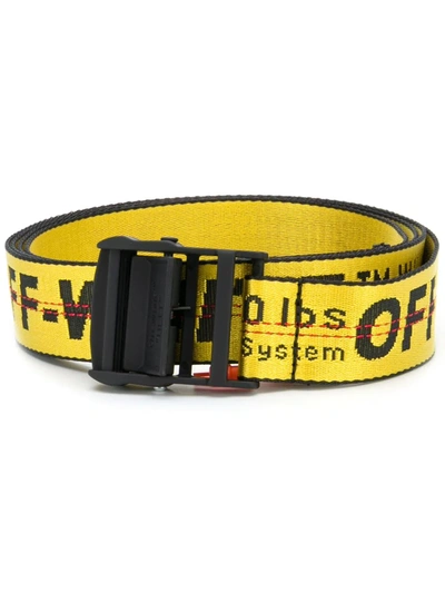 Shop Off-white Logo Print Belt In Yellow