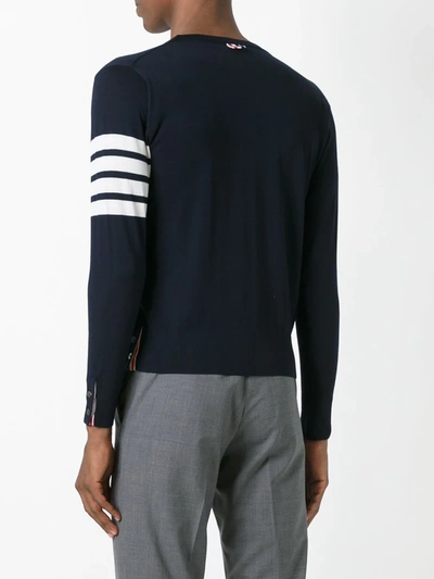 Thom Browne Navy Shetland Jersey Knit 4-bar Sweater In Blue