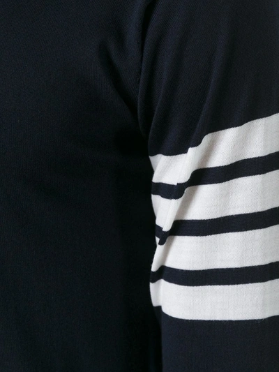 Thom Browne Navy Shetland Jersey Knit 4-bar Sweater In Blue