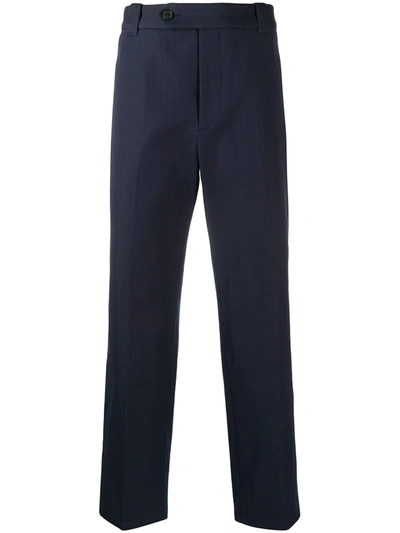 Shop Kenzo Cropped Straight-leg Trousers In Blue