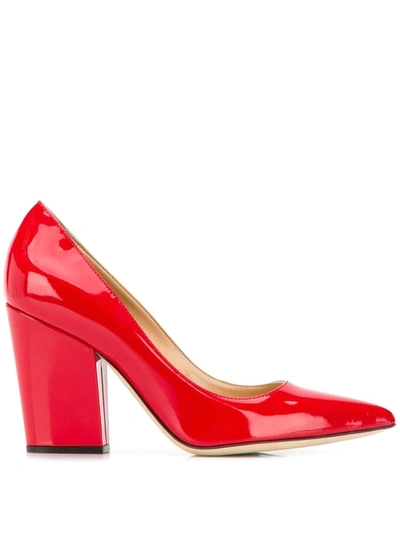 Shop Sergio Rossi Block Heel Pumps In Red