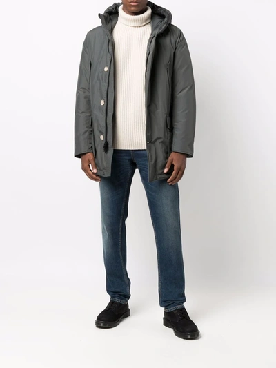 Woolrich Artic Padded Down Parka Coat In Grau
